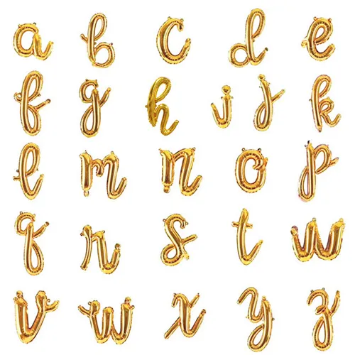 16 inch lowercase cursive a-z letters aluminum cursive birthday foil balloon letter alphabet balloons wedding decoration