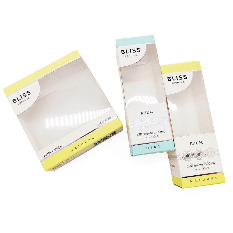 two tuck end printing paper box with pvc see through window