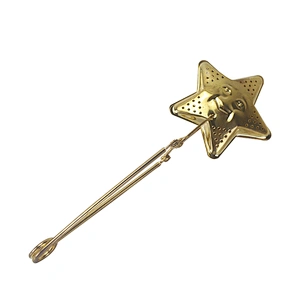 Stainless steel titanium gold plating star shape tea infuser tea strainer with clamping handle