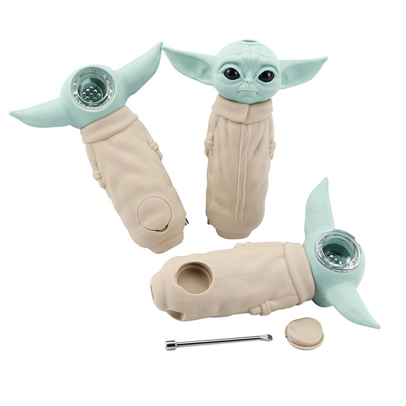 Yoda Grogu Tobacco Smoking Pipe with Dabber Glass Bowl Dabs Smoking Accessories bong pipe