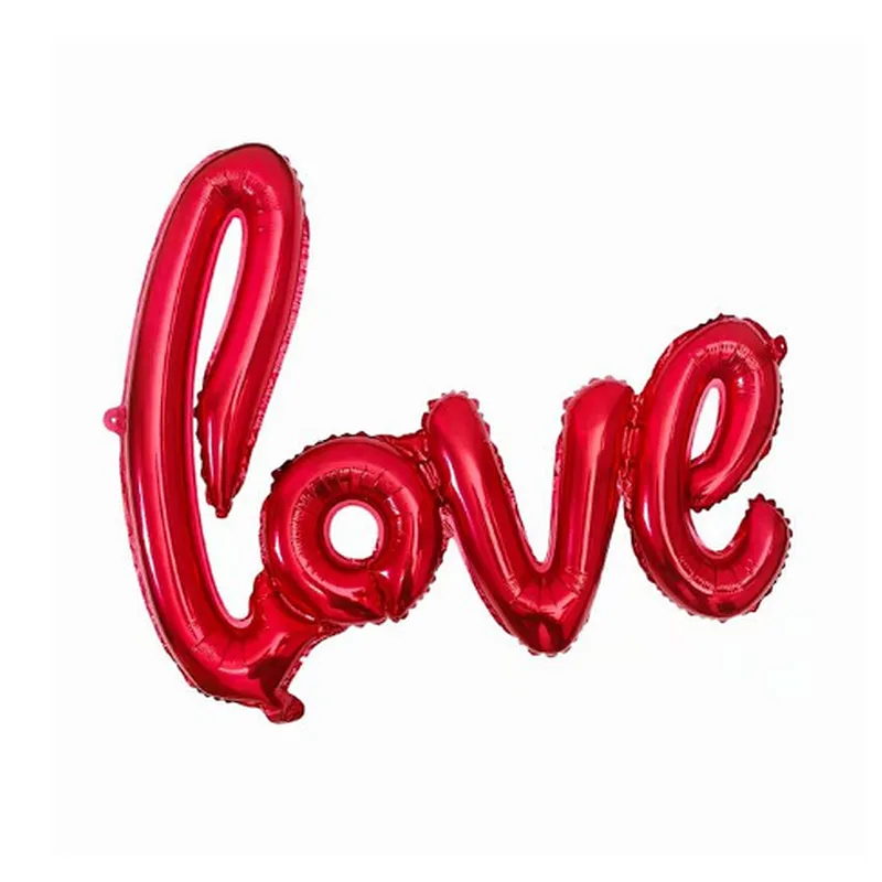 Whosale Multiple Style Weeding Decoration Foil Balloons Red Heart Love Letter Lip Inflatable Aluminum Film Balloon For Happy Valentines Day Bride Shower Decoration