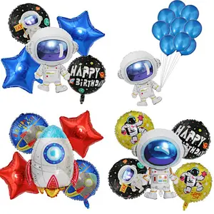 5pcs Astronaut Rocket Balloon Kit Astronaut Outer Space Theme Birthday Galaxy Theme Party Decoration round balloons