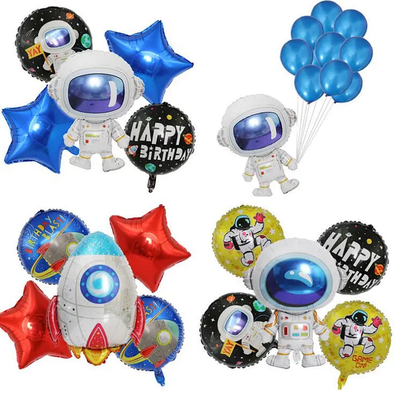 5pcs Astronaut Rocket Balloon Kit Astronaut Outer Space Theme Birthday Galaxy Theme Party Decoration round balloons