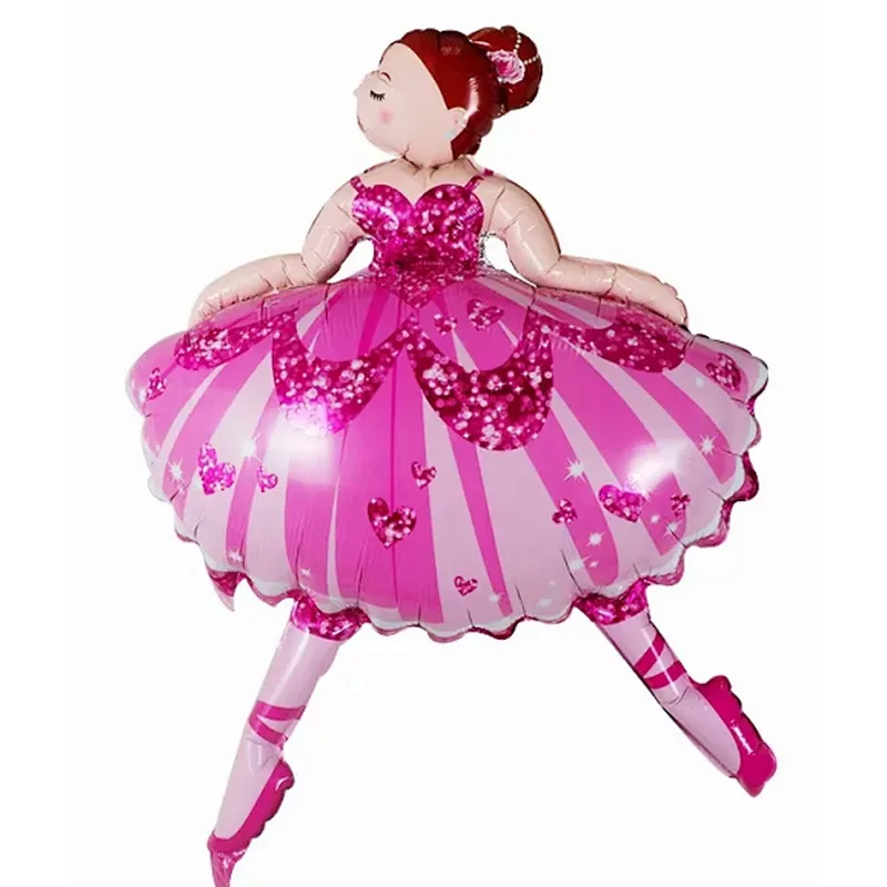 Ballet girl cartoon baby birthday first birthday party decorated with dancing princess aluminum-film balloons