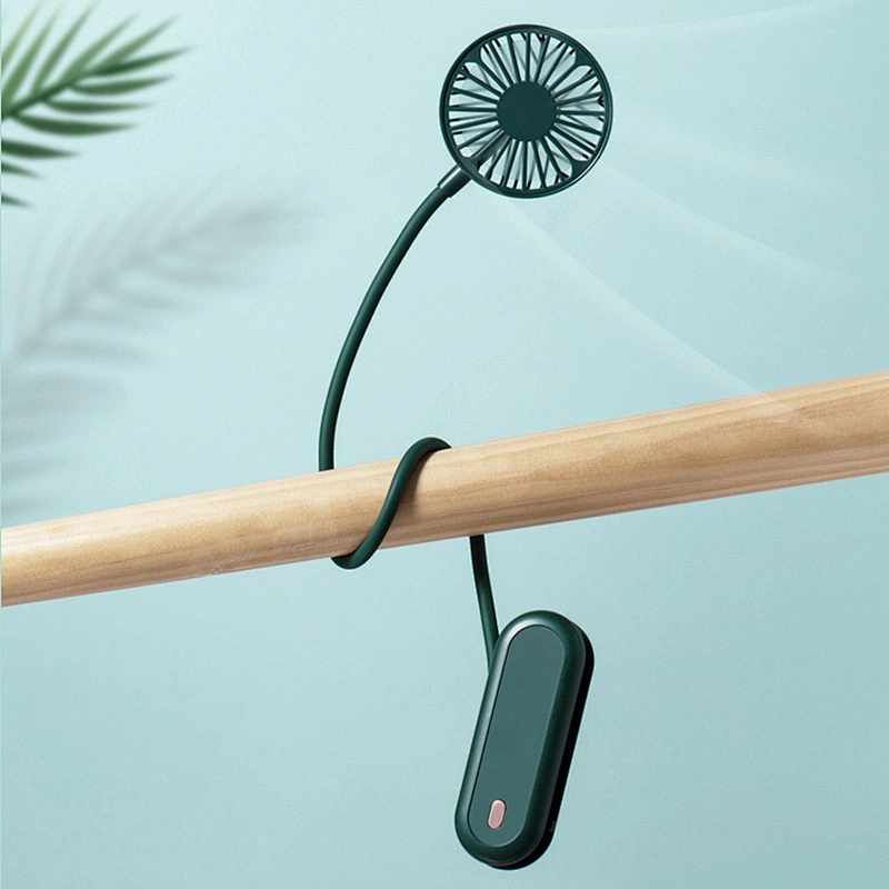 Hand Free Personal USB Rechargeable Mini Portable LED Hanging Neck Band Hung Cooling Fan with 1200mah battery