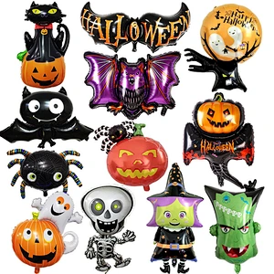 New design Halloween aluminum foil helium balloons Halloween party pumpkin monster head decoration wholesale