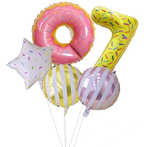 Donut Birthday Party Decorations Mylar Balloon Donut Globos Theme Party Supplies Baby Shower Home Decoration Birthday Backdrop