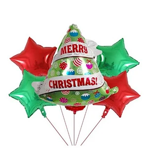 5pcs Merry Christmas Foil Balloons Set Santa Claus Snowman Tree Stockings Bells Helium Globos New Year Xmas Party Decorations
