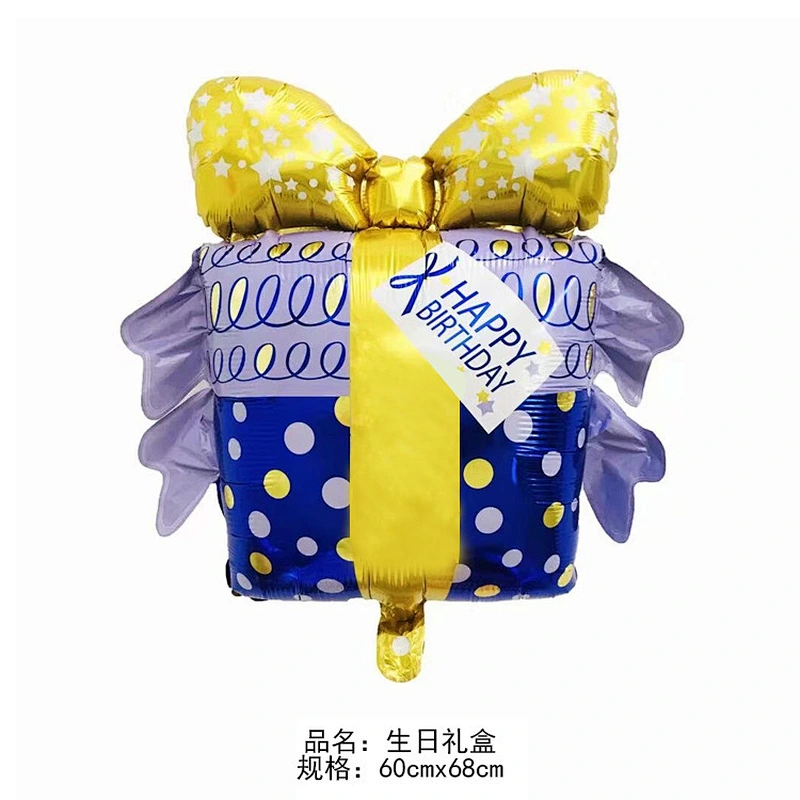 Wholesale Happy Birthday Gift Box Aluminum Film Balloon Knot Wedding Box Aluminum Foil Balloon Party Decoration