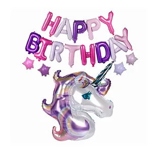 New Unicorn Balloons Set Birthday Party Decorations Kids Unicorn Party Favors Letter Foil Ballon Event