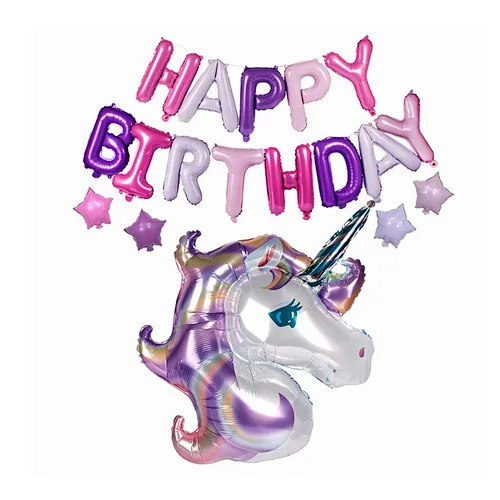 New Unicorn Balloons Set Birthday Party Decorations Kids Unicorn Party Favors Letter Foil Ballon Event