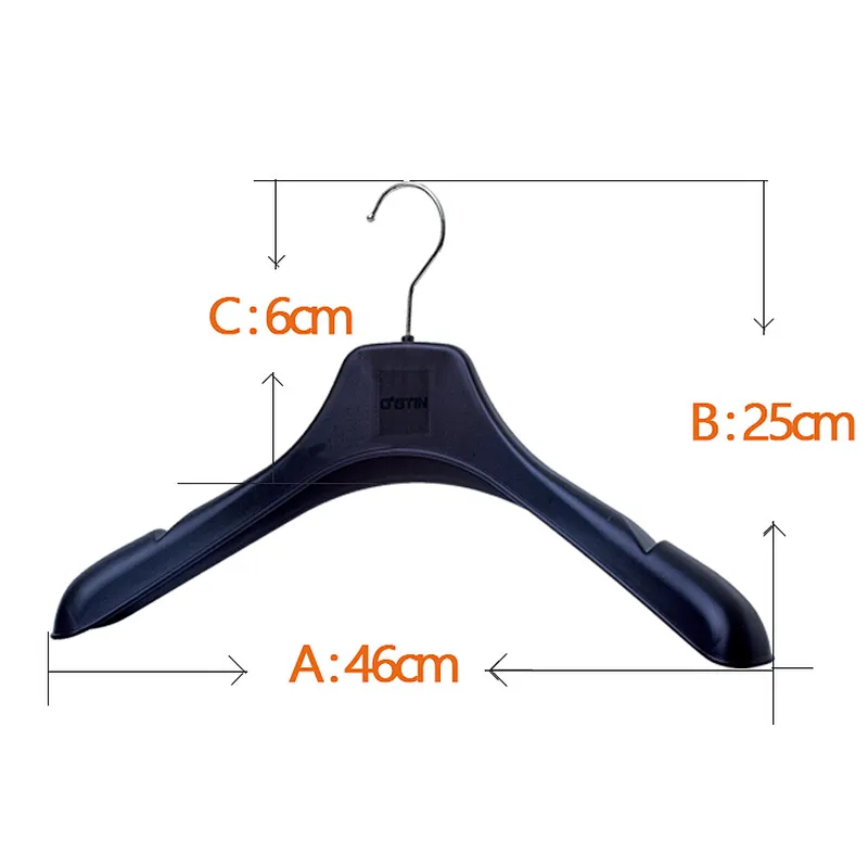 Fashion Black Plastic Jacket Hanger with Metal Hook (46cm)