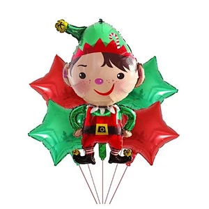 5pcs Merry Christmas Foil Balloons Set Santa Claus Snowman Tree Stockings Bells Helium Globos New Year Xmas Party Decorations