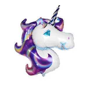 Cartoon interesting unicorn head shape Aluminum Foil helium balloon for Kids Unicorn Party Wedding Birthday Party Decorations