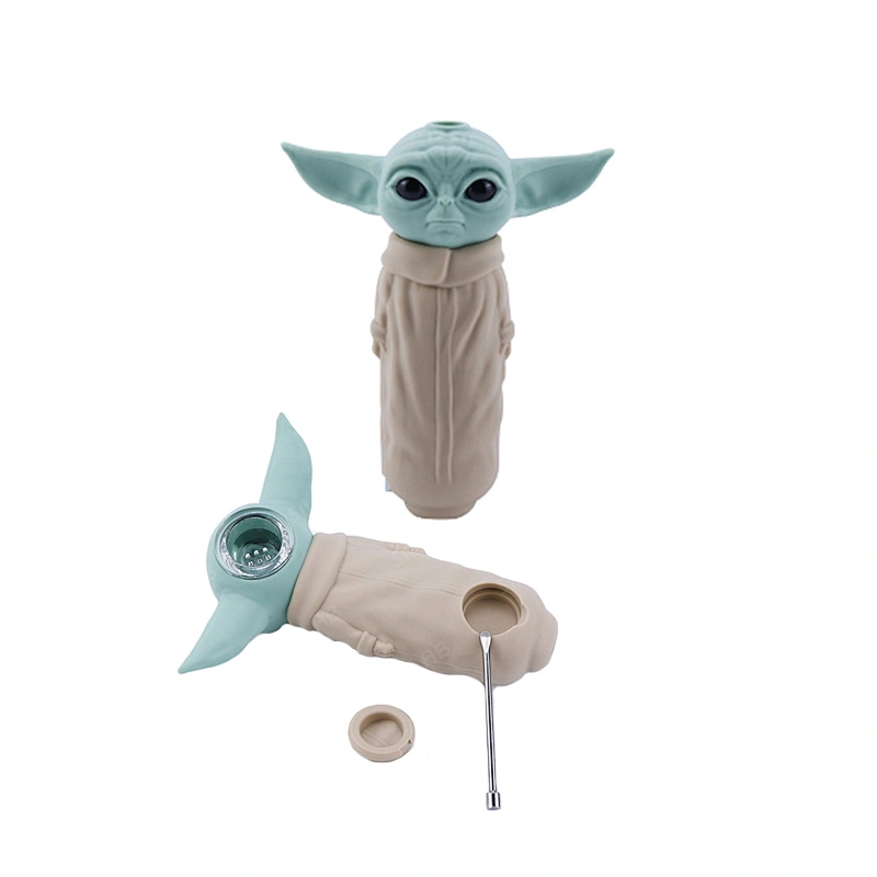 Yoda Grogu Tobacco Smoking Pipe with Dabber Glass Bowl Dabs Smoking Accessories bong pipe