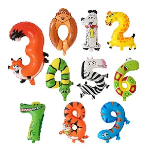 16inch cartoon animal number aluminum foil balloon birthday decoration balloon 0-9 number foil balloon