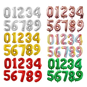 wholesale 16 inch Number foil balloons Foil Balloons with gold silver rose gold color For Birthday Party Decoration