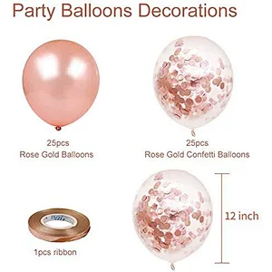 50 pack 12 inch Rose Gold Confetti Latex Balloons Bouquet Birthday Balloons Party Wedding Bridal Shower Decorations