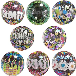 Hot Selling 20inch Transparent PVC Printed Bobo Balloon Inflatable Bobo Balloons Wedding Birthday Baby Shower Decoration Supplies
