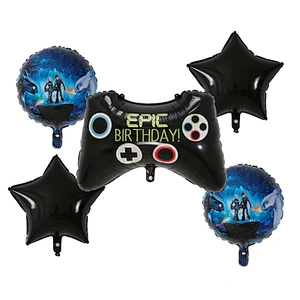 Cartoon Black Game Controller Foil helium Balloon Set Kids Birthday Children Gift Balloon Party Decoration Supplies