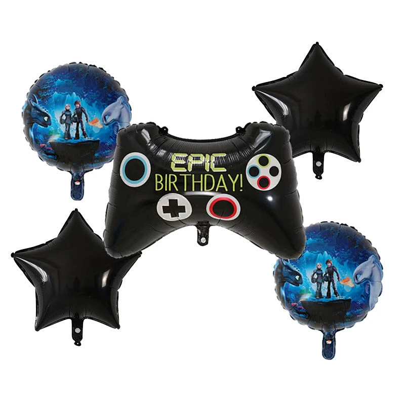 Cartoon Black Game Controller Foil helium Balloon Set Kids Birthday Children Gift Balloon Party Decoration Supplies