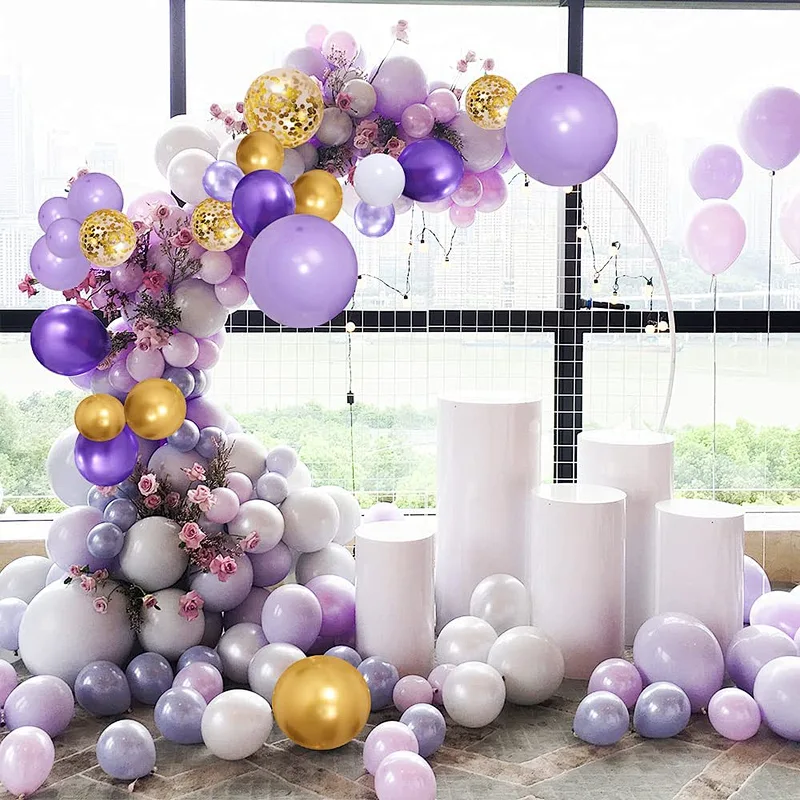 50pcs 12 inch Purple Gold Confetti Latex Balloons Bouquet for Birthday Wedding Baby Shower Celebration Party Decorations Globos