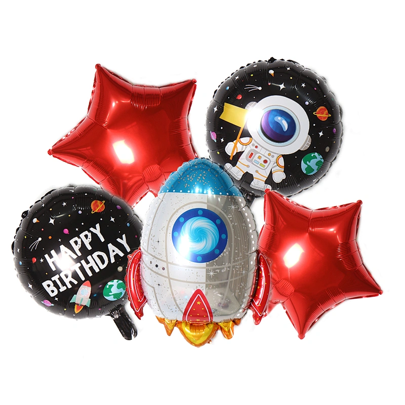 5pcs Astronaut Rocket Balloon Kit Astronaut Outer Space Theme Birthday Galaxy Theme Party Decoration round balloons