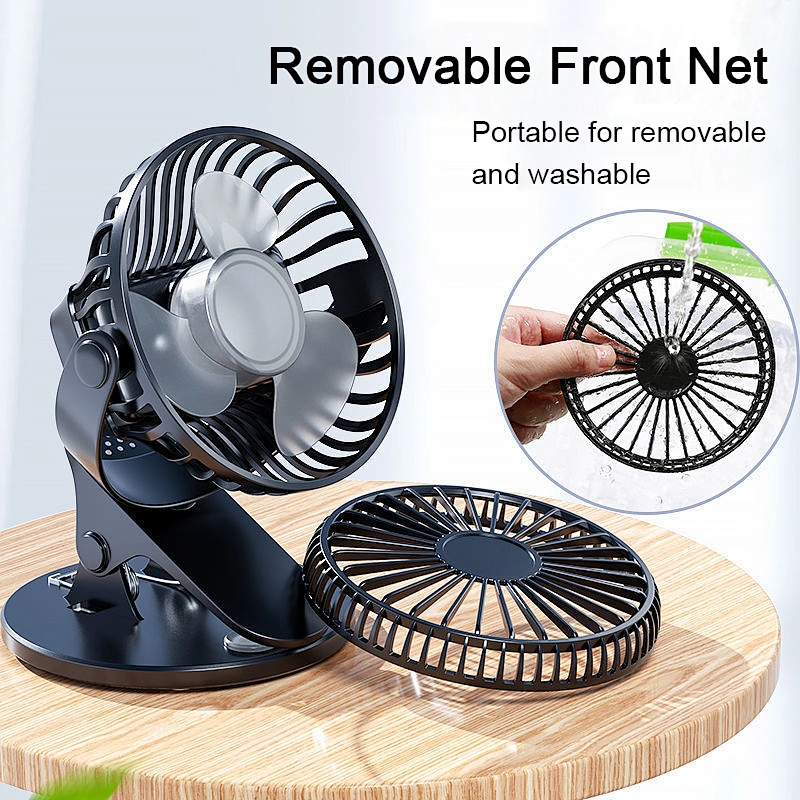 Small Desk Fan Strong Airflow Ultra Quiet Portable Fan Speed Adjustable Head 360°Rotatable Mini Personal Fan For Home Office Bedroom