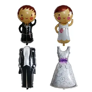 Large Size Groom Bride Wedding Dress Foil Helium Balloons Valentine's Day Wedding Engagement Party Decoration Supplies