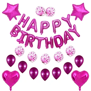 Blue Happy Birthday Balloons Set Letter Foil Balloons and Latex Balloons for Birthday Party Decoration