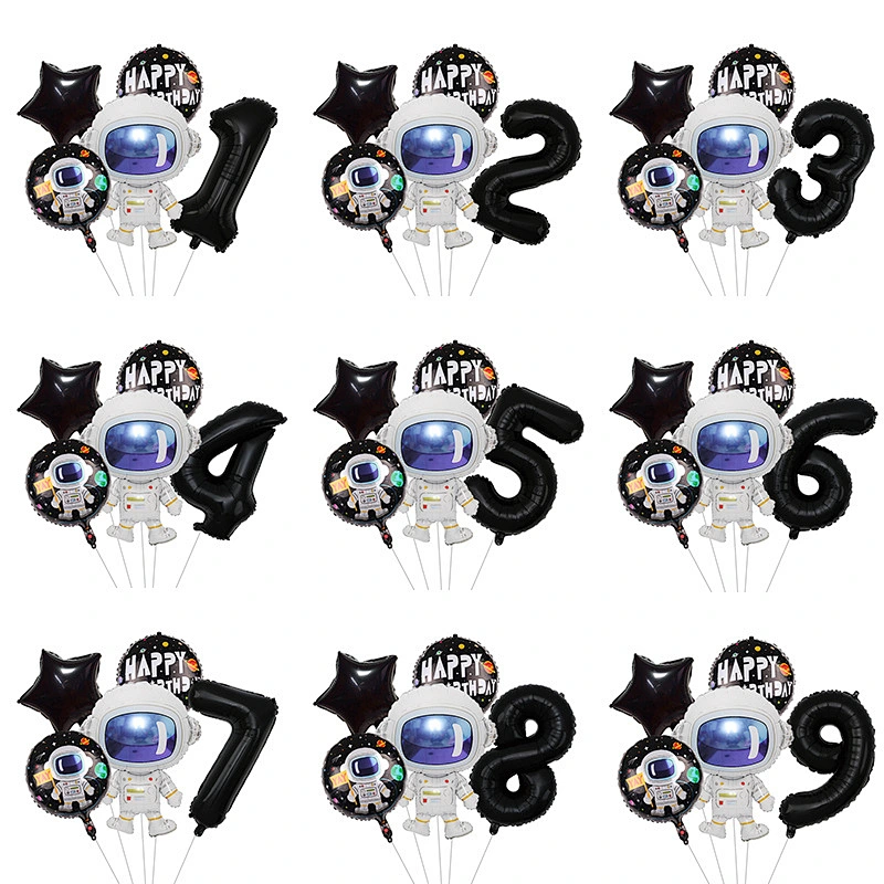 Outer Space Birthday Party Balloons Decorations Supplies for Kids Boys Astronaut Spaceman Star Foil Balloon 1st 2nd 3rd black