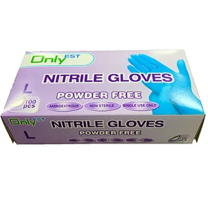 Powder Free Blue Nitrile Examination Gloves Disposable