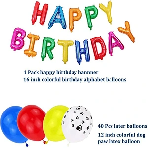 Wholesale Paw- Patrol Happy Birthday Banner foil Balloons Dog Patrol Party Supplies