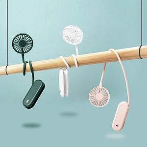 Hand Free Personal USB Rechargeable Mini Portable LED Hanging Neck Band Hung Cooling Fan with 1200mah battery