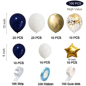 100pcs Navy Blue Latex Balloon Garland Kit and Star Foil Balloons for Birthday Christmas Baby Shower Party Supplies Decorations