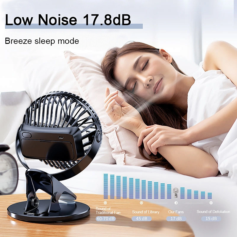 Small Desk Fan Strong Airflow Ultra Quiet Portable Fan Speed Adjustable Head 360°Rotatable Mini Personal Fan For Home Office Bedroom