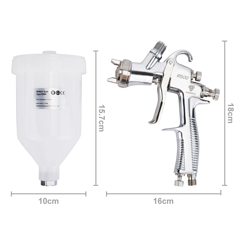 Rongpeng R500 LVLP Spray Gun 600cc Cup Gravity Airbrush For Finish Painting