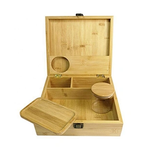 Wood stash boxes for weed with 2.5 inch grinder & UV glass & Rolling Traycan be OEM/ODM