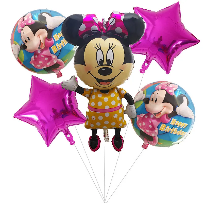 Hot Selling Mickey Mouse Minnie Shape Helium Foil Balloons Set 18 Inch Round Star Globos For Party Decoration