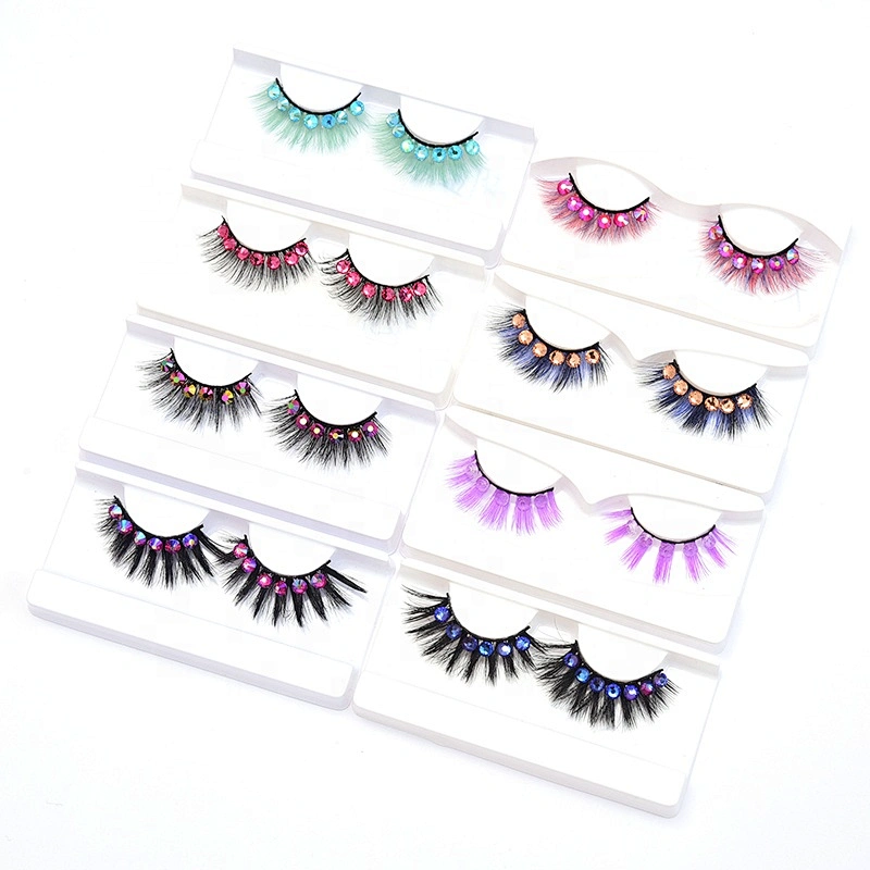 Unique Special Eyelashes 25MM Yellow Diamond Red Eyelash Lashes T-stage show Synthetic Fiber 3D False Eyelashes Wholesale Beauty