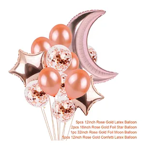 Moon star foil balloon and latex balloon for Eid mubarak ramadan decorations muslim festival atmosphere decoration eid latex balloon set