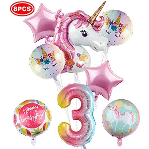 Unicorn Aluminum Film Balloon Set For Baby Shower Kids 1 years old deacoration balloon set