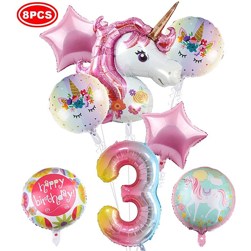 Unicorn Aluminum Film Balloon Set For Baby Shower Kids 1 years old deacoration balloon set
