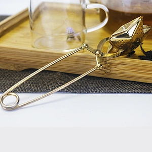 Stainless steel titanium gold plating star shape tea infuser tea strainer with clamping handle