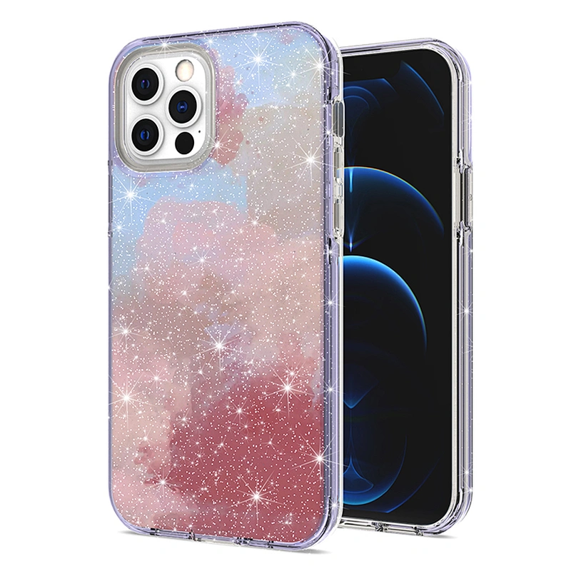 Luxury high relief custom printing glitter cell mobile phone cover case for IPhone 13 Pro Max 12S
