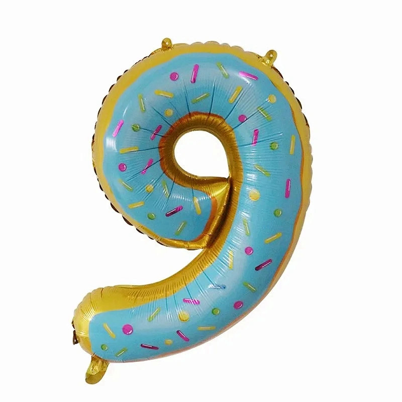 32inch Number Donuts Cake Dessert Print Figure Foil Balloons For Kids Birthday Party Decor Supplies Sweet Number Balloon