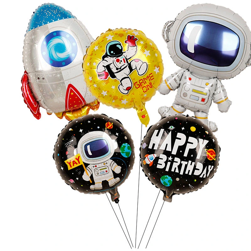 5pcs Astronaut Rocket Balloon Kit Astronaut Outer Space Theme Birthday Galaxy Theme Party Decoration round balloons