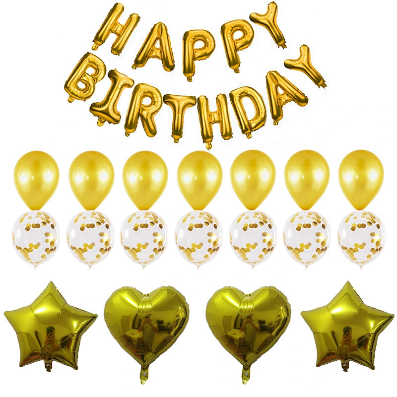Blue Happy Birthday Balloons Set Letter Foil Balloons and Latex Balloons for Birthday Party Decoration