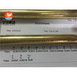 ASTM B111 C44300 Brass Alloy Seamless Tube ( Heat Exchanger, Condenser Tube, Air Cooling Tube)