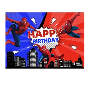 Cartoon Background Cloth Super Hero Mickey Minnie Boss Baby Theme Backdrop For Children Birthday Party Decoration Cloth